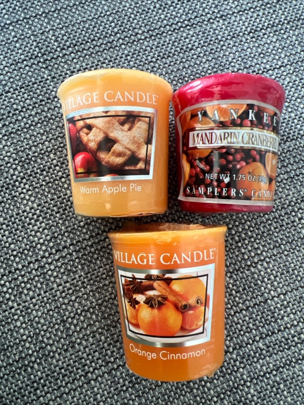 3 Retired Yankee Candle Mandarin Cranberry Orange Cinnamon Warm Apple Pie Votive